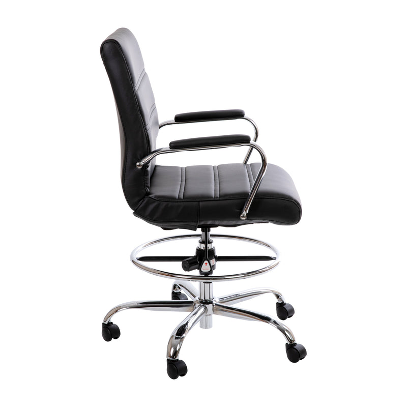 Tevia Mid-Back Drafting Chair with Adjustable Foot Ring Swivel Chair with Chrome Base