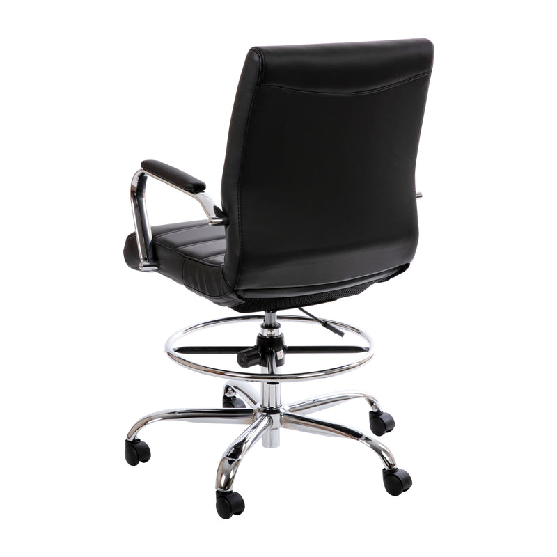Tevia Mid-Back Drafting Chair with Adjustable Foot Ring Swivel Chair with Chrome Base
