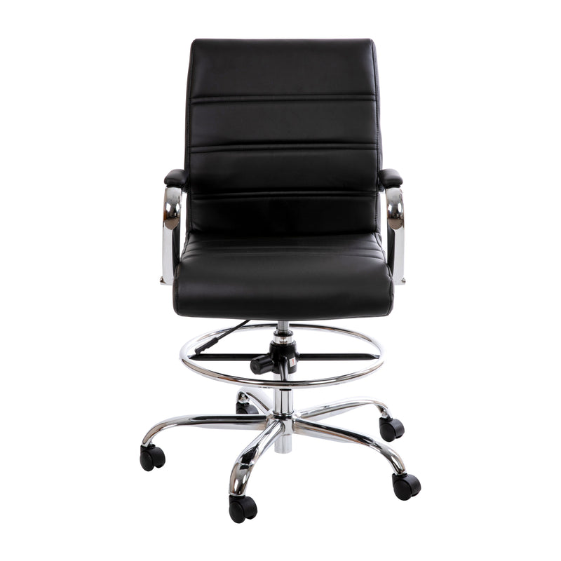Tevia Mid-Back Drafting Chair with Adjustable Foot Ring Swivel Chair with Chrome Base
