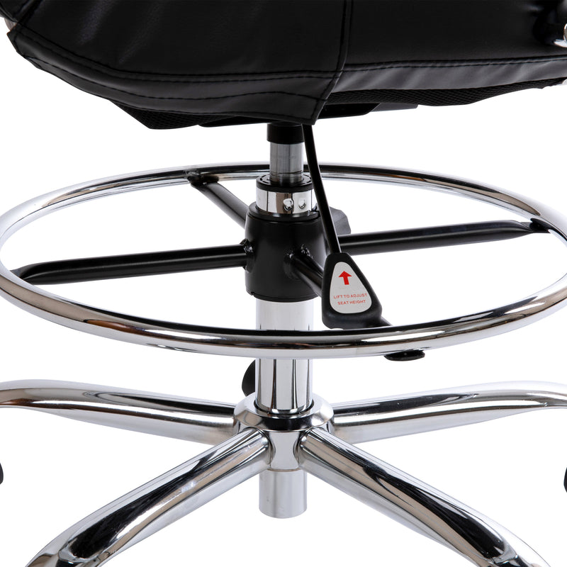 Tevia Mid-Back Drafting Chair with Adjustable Foot Ring Swivel Chair with Chrome Base