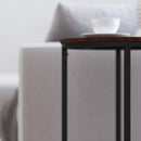 Fairdale Walnut End Table with Round Matte Black Cross Brace Frame