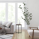 Fairdale Walnut End Table with Round Matte Black Cross Brace Frame