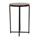 Fairdale Walnut End Table with Round Matte Black Cross Brace Frame
