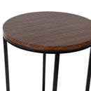 Fairdale Walnut End Table with Round Matte Black Cross Brace Frame