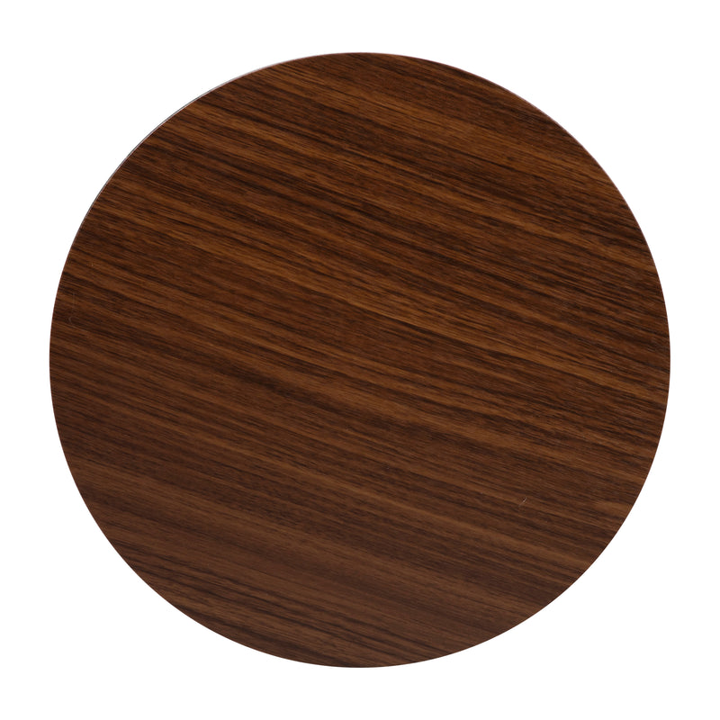 Fairdale Walnut End Table with Round Matte Black Cross Brace Frame