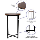 Fairdale Walnut End Table with Round Matte Black Cross Brace Frame