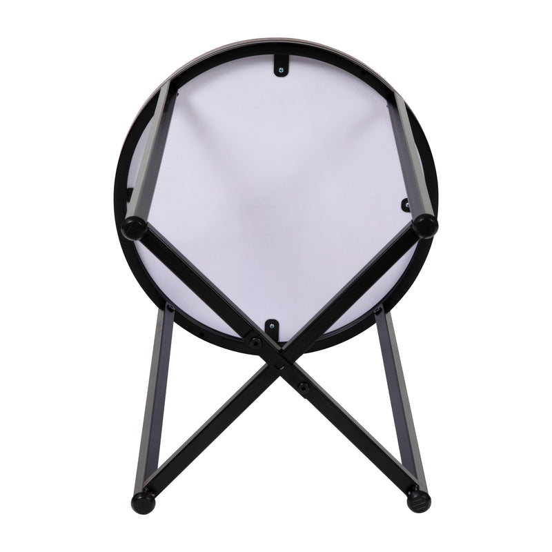 Fairdale Walnut End Table with Round Matte Black Cross Brace Frame