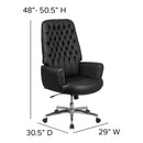 Moselle High Back Button Tufted Faux Leather Swivel Home Office Chair with Silver Welt Trimmed Arms