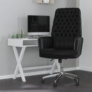 Moselle High Back Button Tufted Faux Leather Swivel Home Office Chair with Silver Welt Trimmed Arms