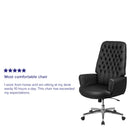 Moselle High Back Button Tufted Faux Leather Swivel Home Office Chair with Silver Welt Trimmed Arms