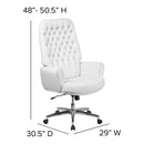 Moselle High Back Button Tufted Faux Leather Swivel Home Office Chair with Silver Welt Trimmed Arms