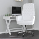 Moselle High Back Button Tufted Faux Leather Swivel Home Office Chair with Silver Welt Trimmed Arms