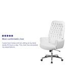 Moselle High Back Button Tufted Faux Leather Swivel Home Office Chair with Silver Welt Trimmed Arms