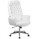 Moselle High Back Button Tufted Faux Leather Swivel Home Office Chair with Silver Welt Trimmed Arms