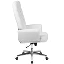 Moselle High Back Button Tufted Faux Leather Swivel Home Office Chair with Silver Welt Trimmed Arms