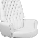 Moselle High Back Button Tufted Faux Leather Swivel Home Office Chair with Silver Welt Trimmed Arms