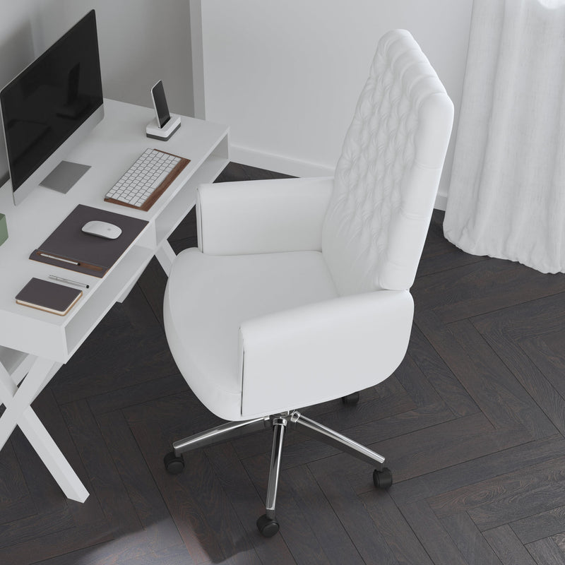 Antoinette Ergonomic Home Office Chair with Traditional Tufted High-Back and 360 Degree Swivel
