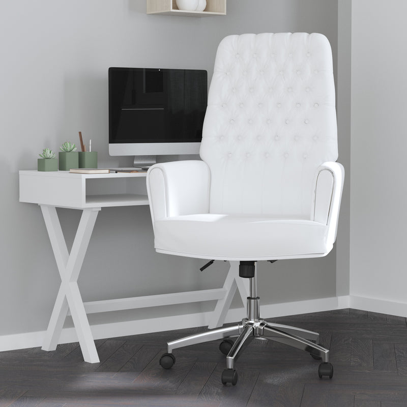 Antoinette Ergonomic Home Office Chair with Traditional Tufted High-Back and 360 Degree Swivel