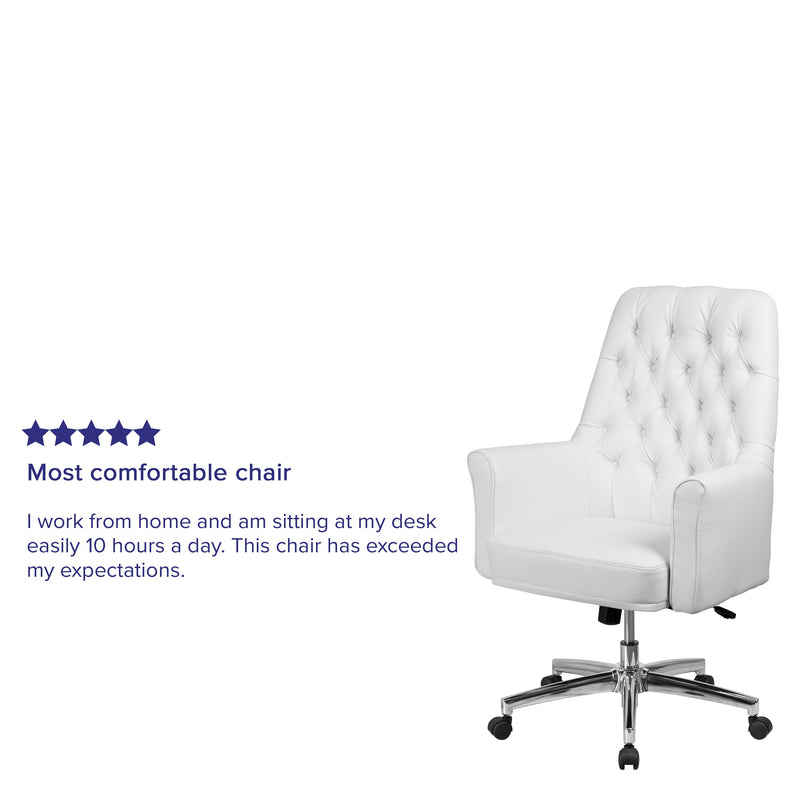 Antoinette Ergonomic Home Office Chair with Traditional Tufted High-Back and 360 Degree Swivel