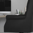 Tiber Ergonomic Executive Office Chair with High Pillowed Back & Rolled Arms In Black Faux Leather with Mahogany Finish Base