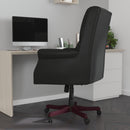 Tiber Ergonomic Executive Office Chair with High Pillowed Back & Rolled Arms In Black Faux Leather with Mahogany Finish Base