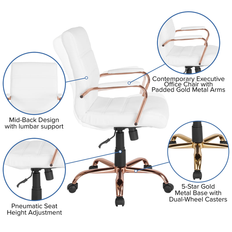 Milano Mid-Back Office Chair with Padded Black Arms