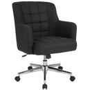 Henry Ergonomic Mid-Back Home Office Chair with Tufted Black Fabric Upholstery and Swivel Height Adjustment