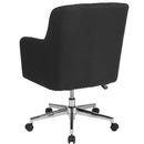 Henry Ergonomic Mid-Back Home Office Chair with Tufted Black Fabric Upholstery and Swivel Height Adjustment