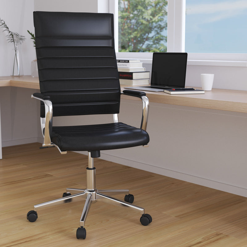 Stockholm High Back Faux Leather Home Office Chair With Pneumatic Seat Height Adjustment And 360° Swivel