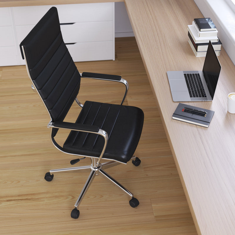 Stockholm High Back Faux Leather Home Office Chair With Pneumatic Seat Height Adjustment And 360° Swivel