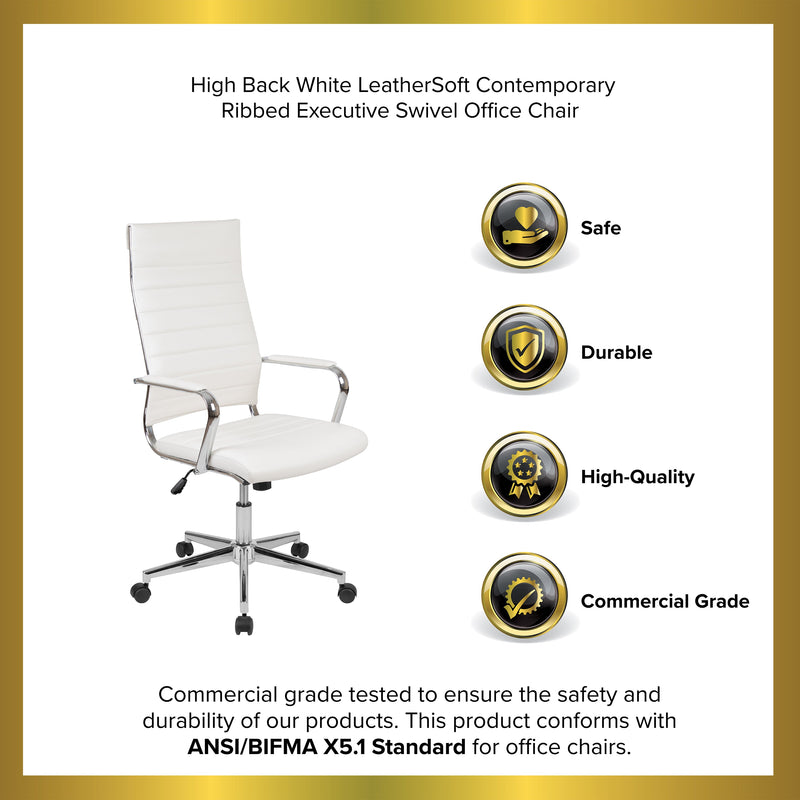 Stockholm High Back Faux Leather Home Office Chair With Pneumatic Seat Height Adjustment And 360° Swivel