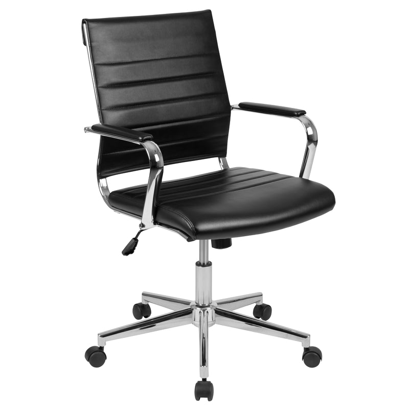 Stockholm Mid Back Faux Leather Home Office Chair With Pneumatic Seat Height Adjustment And 360° Swivel