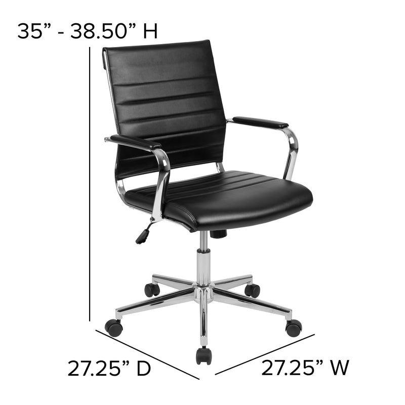 Stockholm Mid Back Faux Leather Home Office Chair With Pneumatic Seat Height Adjustment And 360° Swivel
