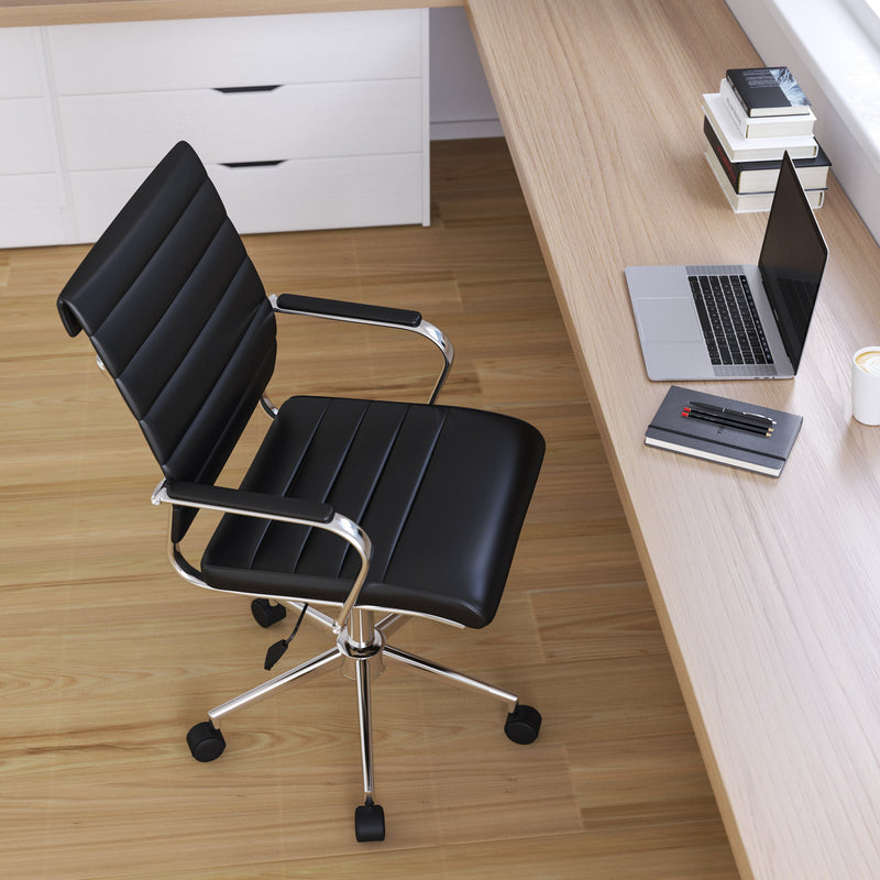 Stockholm Mid Back Faux Leather Home Office Chair With Pneumatic Seat Height Adjustment And 360° Swivel