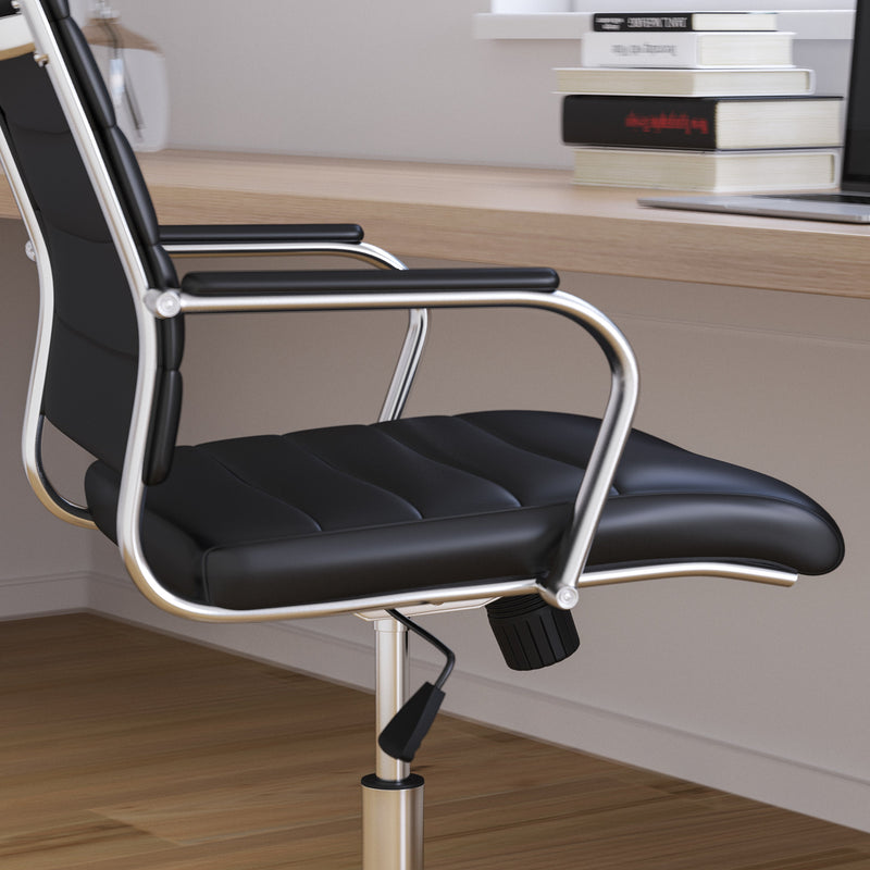 Stockholm Mid Back Faux Leather Home Office Chair With Pneumatic Seat Height Adjustment And 360° Swivel