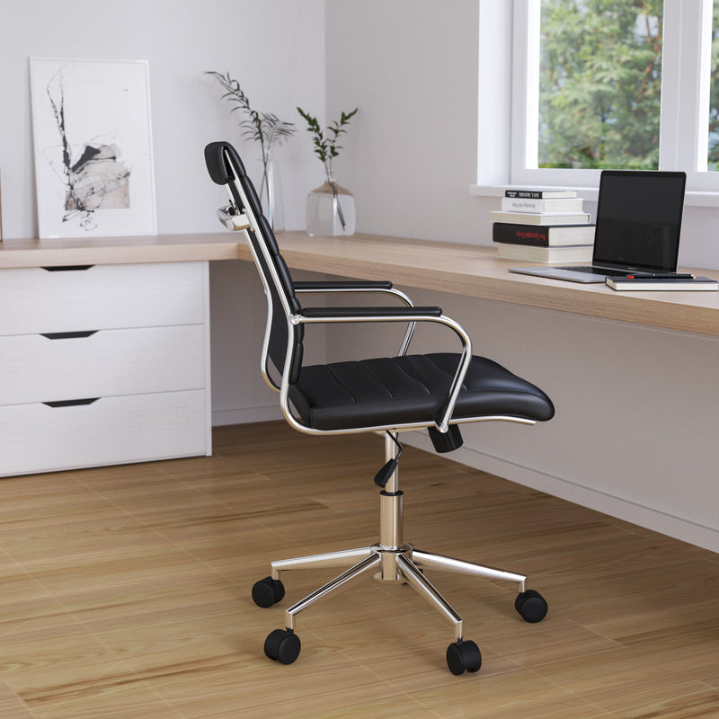 Stockholm Mid Back Faux Leather Home Office Chair With Pneumatic Seat Height Adjustment And 360° Swivel