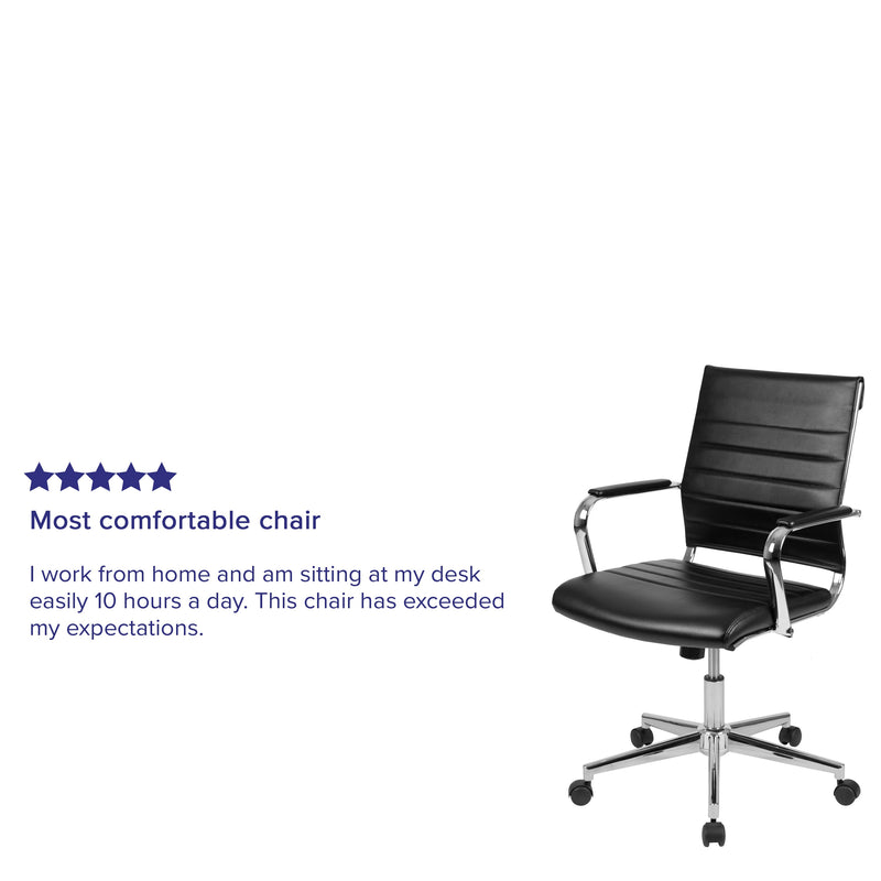 Stockholm Mid Back Faux Leather Home Office Chair With Pneumatic Seat Height Adjustment And 360° Swivel