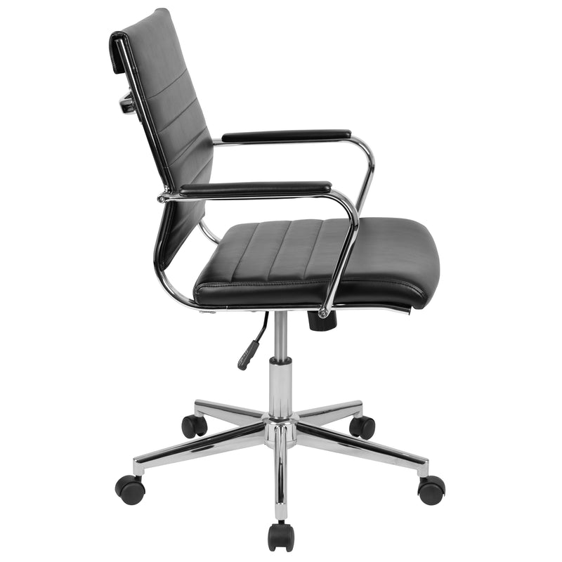Stockholm Mid Back Faux Leather Home Office Chair With Pneumatic Seat Height Adjustment And 360° Swivel