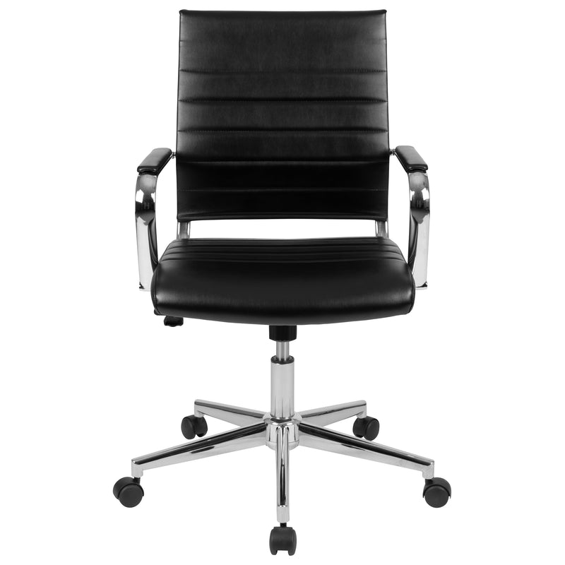 Stockholm Mid Back Faux Leather Home Office Chair With Pneumatic Seat Height Adjustment And 360° Swivel