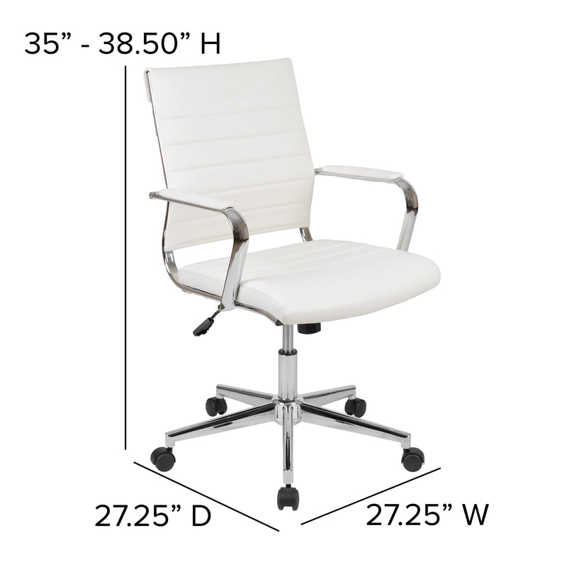 Stockholm Mid Back Faux Leather Home Office Chair With Pneumatic Seat Height Adjustment And 360° Swivel