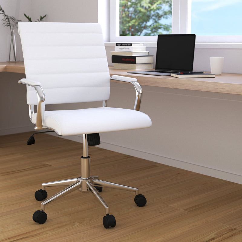 Stockholm Mid Back Faux Leather Home Office Chair With Pneumatic Seat Height Adjustment And 360° Swivel
