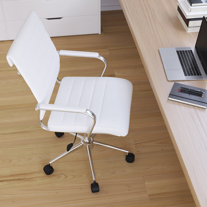 Stockholm Mid Back Faux Leather Home Office Chair With Pneumatic Seat Height Adjustment And 360° Swivel