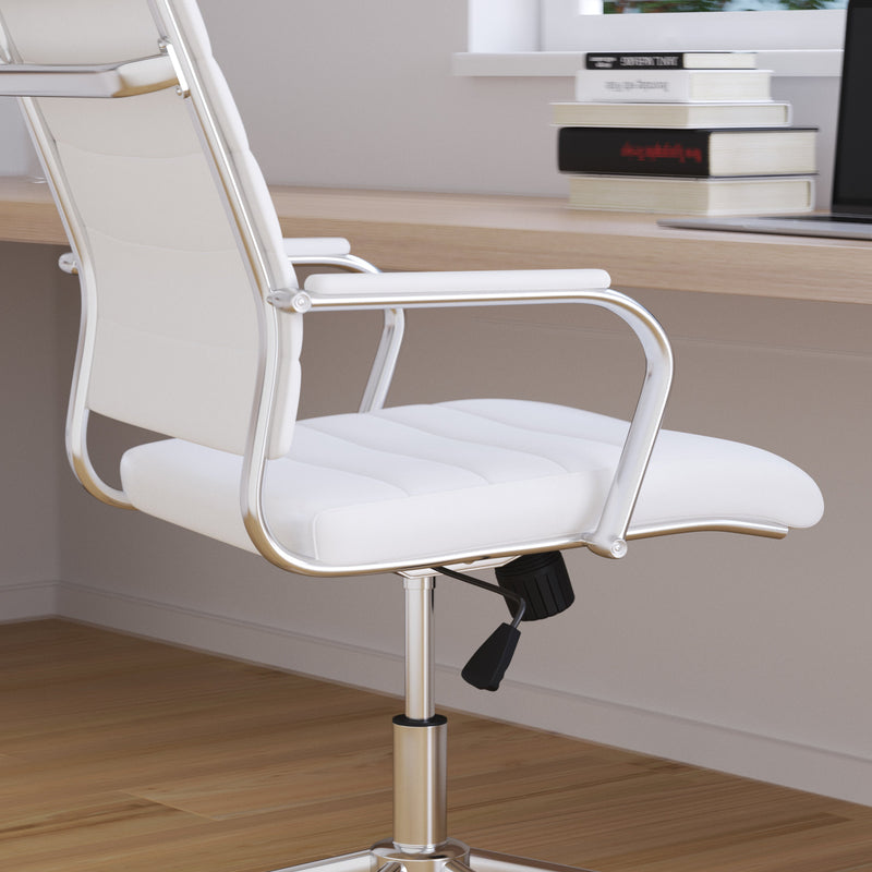 Stockholm Mid Back Faux Leather Home Office Chair With Pneumatic Seat Height Adjustment And 360° Swivel