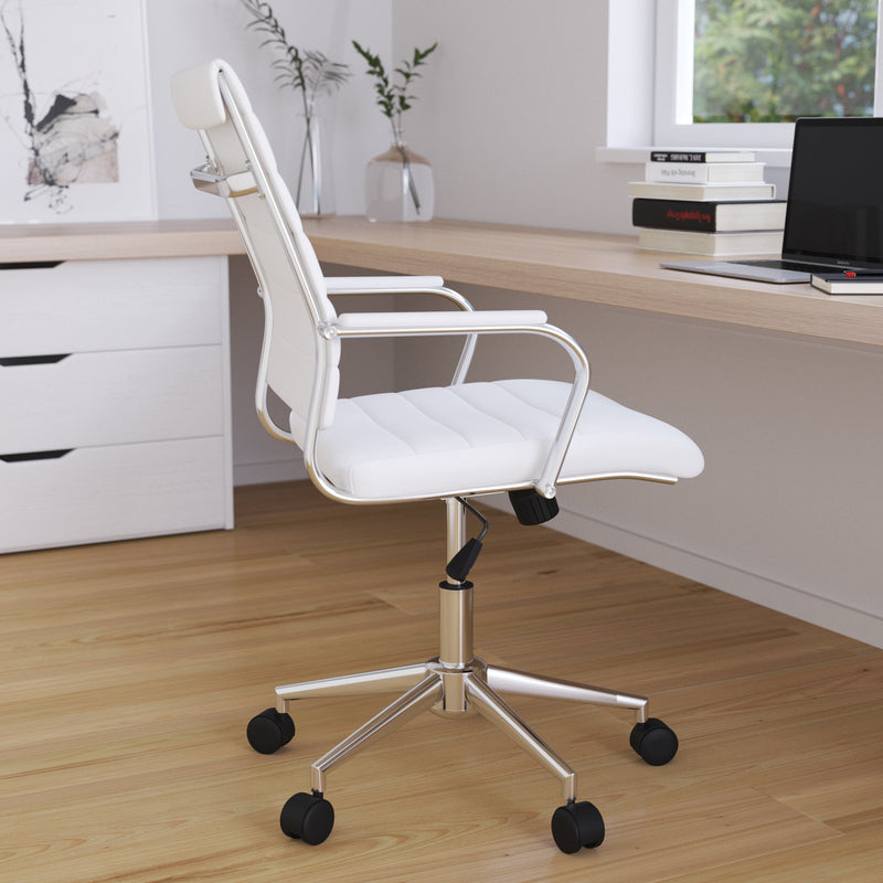 Stockholm Mid Back Faux Leather Home Office Chair With Pneumatic Seat Height Adjustment And 360° Swivel