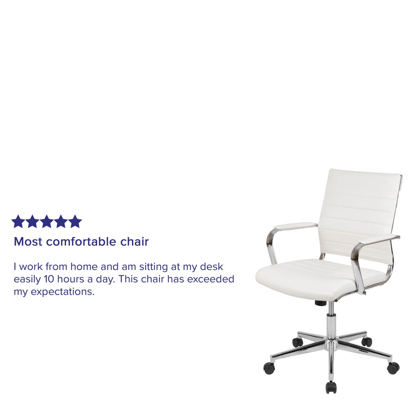 Stockholm Mid Back Faux Leather Home Office Chair With Pneumatic Seat Height Adjustment And 360° Swivel