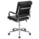 McEntyre Ergonomic Swivel Office Chair Panel Style Mid-Back Faux Leather Computer Desk Chair with Padded Chrome Arms & Base