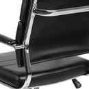 McEntyre Ergonomic Swivel Office Chair Panel Style Mid-Back Faux Leather Computer Desk Chair with Padded Chrome Arms & Base