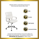 McEntyre Ergonomic Swivel Office Chair Panel Style Mid-Back Faux Leather Computer Desk Chair with Padded Chrome Arms & Base