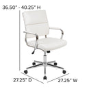 McEntyre Ergonomic Swivel Office Chair Panel Style Mid-Back Faux Leather Computer Desk Chair with Padded Chrome Arms & Base
