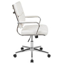 McEntyre Ergonomic Swivel Office Chair Panel Style Mid-Back Faux Leather Computer Desk Chair with Padded Chrome Arms & Base